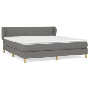 Κρεβάτι Boxspring με Στρώμα Σκούρο Γκρι 160x200 εκ Υφασμάτινο