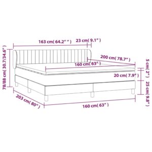 Κρεβάτι Boxspring με Στρώμα Σκούρο Γκρι 160x200 εκ Υφασμάτινο