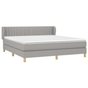 Κρεβάτι Boxspring με Στρώμα Ανοιχτό Γκρι 180x200 εκ. Υφασμάτινο