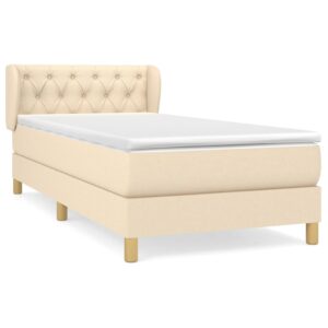 Κρεβάτι Boxspring με Στρώμα Κρεμ 80 x 200 εκ. Υφασμάτινο