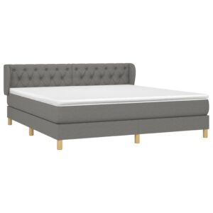 Κρεβάτι Boxspring με Στρώμα Σκούρο Γκρι 160x200 εκ Υφασμάτινο