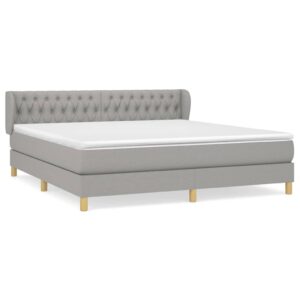 Κρεβάτι Boxspring με Στρώμα Ανοιχτό Γκρι 180x200 εκ. Υφασμάτινο