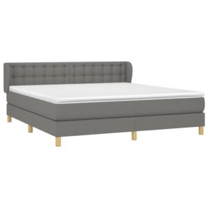 Κρεβάτι Boxspring με Στρώμα Σκούρο Γκρι 160x200 εκ Υφασμάτινο