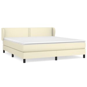 Κρεβάτι Boxspring με Στρώμα Κρεμ 180x200 εκ. Συνθετικό Δέρμα