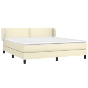 Κρεβάτι Boxspring με Στρώμα Κρεμ 180x200 εκ. Συνθετικό Δέρμα