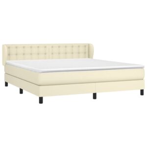 Κρεβάτι Boxspring με Στρώμα Κρεμ 180x200 εκ. Συνθετικό Δέρμα