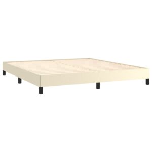 Κρεβάτι Boxspring με Στρώμα Κρεμ 180x200 εκ. Συνθετικό Δέρμα