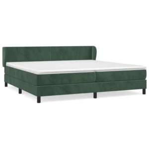 Κρεβάτι Boxspring με Στρώμα Σκούρο Πράσινο 200x200εκ. Βελούδινο