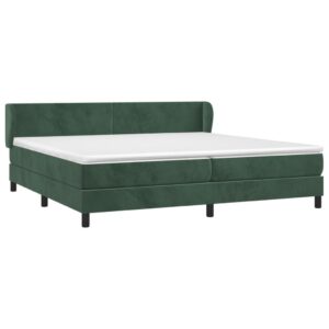 Κρεβάτι Boxspring με Στρώμα Σκούρο Πράσινο 200x200εκ. Βελούδινο