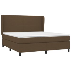 Κρεβάτι Boxspring με Στρώμα Σκούρο Καφέ 160x200 εκ Υφασμάτινο