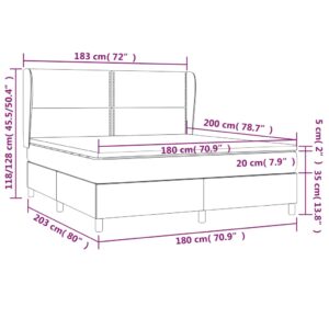 Κρεβάτι Boxspring με Στρώμα Σκούρο Γκρι 180x200 εκ Υφασμάτιν