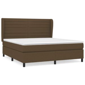 Κρεβάτι Boxspring με Στρώμα Σκούρο Καφέ 160x200 εκ Υφασμάτινο