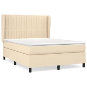 Κρεβάτι Boxspring με Στρώμα Κρεμ 140x200 εκ. Υφασμάτινο