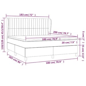 Κρεβάτι Boxspring με Στρώμα Σκούρο Γκρι 180x200 εκ Υφασμάτιν