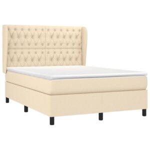 Κρεβάτι Boxspring με Στρώμα Κρεμ 140x200 εκ. Υφασμάτινο