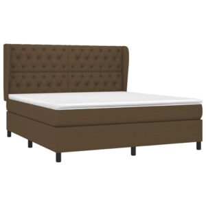 Κρεβάτι Boxspring με Στρώμα Σκούρο Καφέ 160x200 εκ Υφασμάτινο