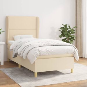 Κρεβάτι Boxspring με Στρώμα Κρεμ 80 x 200 εκ. Υφασμάτινο