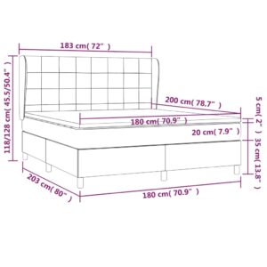 Κρεβάτι Boxspring με Στρώμα Σκούρο Γκρι 180x200 εκ Υφασμάτιν