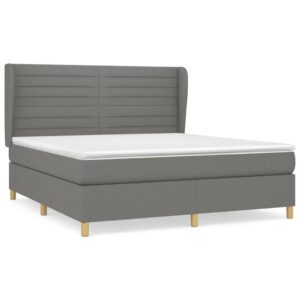 Κρεβάτι Boxspring με Στρώμα Σκούρο Γκρι 180x200 εκ Υφασμάτιν