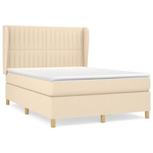 Κρεβάτι Boxspring με Στρώμα Κρεμ 140x200 εκ. Υφασμάτινο