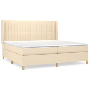 Κρεβάτι Boxspring με Στρώμα Κρεμ 200x200 εκ. Υφασμάτινο