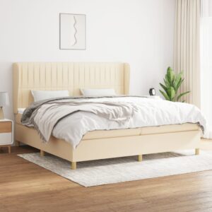 Κρεβάτι Boxspring με Στρώμα Κρεμ 200x200 εκ. Υφασμάτινο