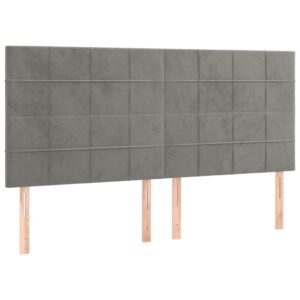 Κρεβάτι Boxspring με Στρώμα Ανοιχτό Γκρι 200x200 εκ. Βελούδινο