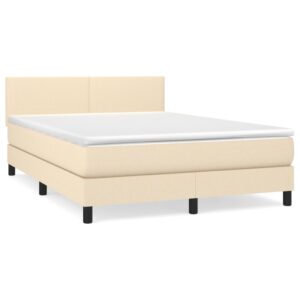 Κρεβάτι Boxspring με Στρώμα Κρεμ 140x200 εκ. Υφασμάτινο