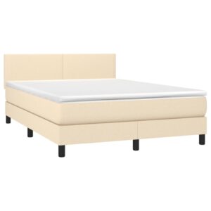 Κρεβάτι Boxspring με Στρώμα Κρεμ 140x200 εκ. Υφασμάτινο