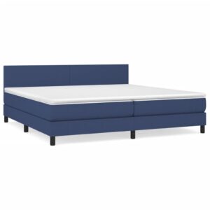 Κρεβάτι Boxspring με Στρώμα Μπλε 200x200 εκ. Υφασμάτινο