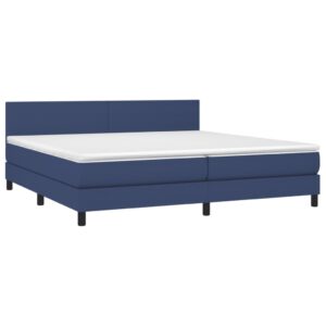 Κρεβάτι Boxspring με Στρώμα Μπλε 200x200 εκ. Υφασμάτινο