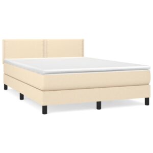 Κρεβάτι Boxspring με Στρώμα Κρεμ 140x200 εκ. Υφασμάτινο