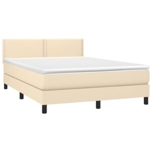 Κρεβάτι Boxspring με Στρώμα Κρεμ 140x200 εκ. Υφασμάτινο