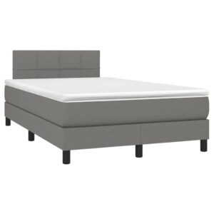 Κρεβάτι Boxspring με Στρώμα Σκούρο Γκρι 120x200 εκ. Υφασμάτινο