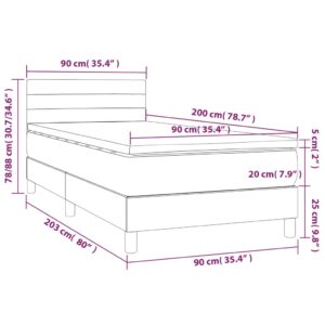 Κρεβάτι Boxspring με Στρώμα Κρεμ 90x200 εκ.Υφασμάτινο