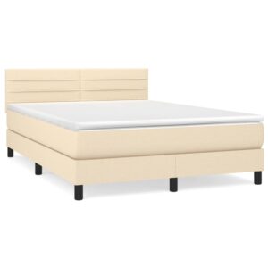 Κρεβάτι Boxspring με Στρώμα Κρεμ 140x200 εκ. Υφασμάτινο