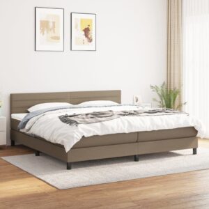 Κρεβάτι Boxspring με Στρώμα Taupe 200x200 εκ. Υφασμάτινο