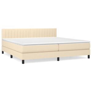 Κρεβάτι Boxspring με Στρώμα Κρεμ 200x200 εκ. Υφασμάτινο