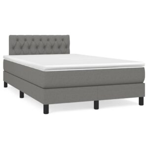 Κρεβάτι Boxspring με Στρώμα Σκούρο Γκρι 120x200 εκ. Υφασμάτινο