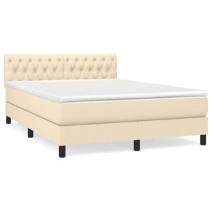 Κρεβάτι Boxspring με Στρώμα Κρεμ 140x200 εκ. Υφασμάτινο