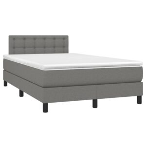 Κρεβάτι Boxspring με Στρώμα Σκούρο Γκρι 120x200 εκ. Υφασμάτινο