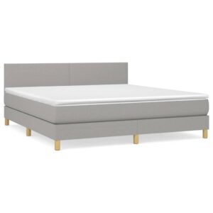 Κρεβάτι Boxspring με Στρώμα Ανοιχτό Γκρι 180x200 εκ. Υφασμάτινο