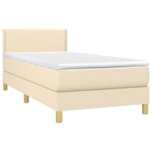 Κρεβάτι Boxspring με Στρώμα Κρεμ 90x200 εκ.Υφασμάτινο