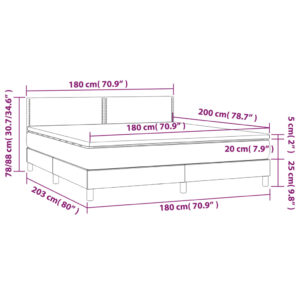 Κρεβάτι Boxspring με Στρώμα Ανοιχτό Γκρι 180x200 εκ. Υφασμάτινο