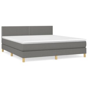 Κρεβάτι Boxspring με Στρώμα Σκούρο Γκρι 180x200 εκ Υφασμάτιν