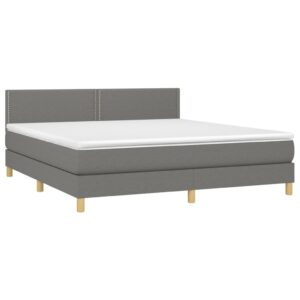 Κρεβάτι Boxspring με Στρώμα Σκούρο Γκρι 180x200 εκ Υφασμάτιν