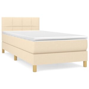 Κρεβάτι Boxspring με Στρώμα Κρεμ 80 x 200 εκ. Υφασμάτινο