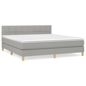 Κρεβάτι Boxspring με Στρώμα Ανοιχτό Γκρι 180x200 εκ. Υφασμάτινο