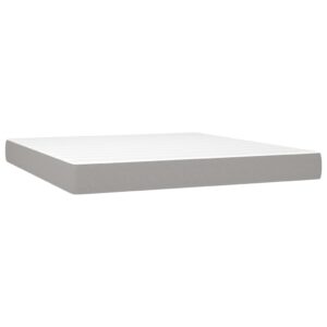 Κρεβάτι Boxspring με Στρώμα Ανοιχτό Γκρι 180x200 εκ. Υφασμάτινο