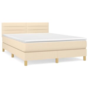 Κρεβάτι Boxspring με Στρώμα Κρεμ 140x200 εκ. Υφασμάτινο